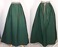 Victorian Green Wool Flannel Lined Quilted Petticoat Skirt 