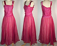 Vintage Fuchsia Pink Silk Chiffon Party Dress