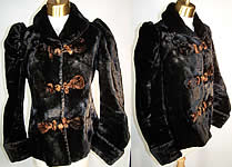 Victorian Plush Velvet Beaver Fur Winter Coat Jacket 