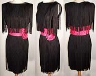 Vintage Sydney North Black Fringe Wiggle Cocktail Dress