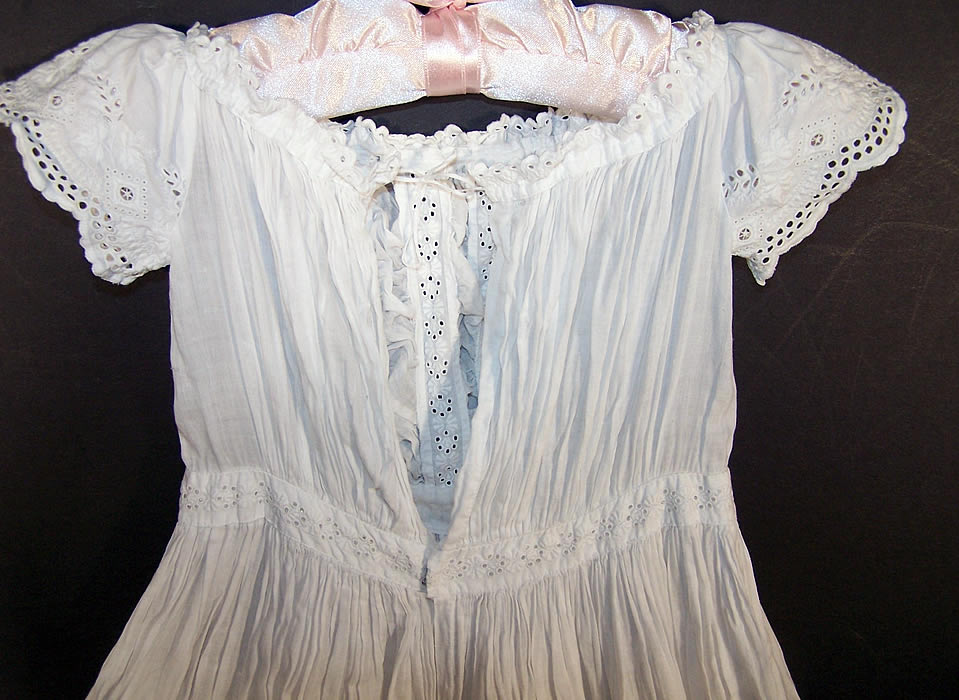 Victorian Ayrshire Whitework Christening Gown Dress back view.