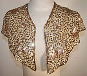 Art Deco Gold Sequin Beaded Shawl Collar Capelet