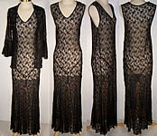 Vintage Sheer Black Lace Bias Cut Dress Slip Jacket