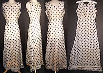 Vintage Barmon White Organdy Navy Polka Dot Bias Cut Dress 