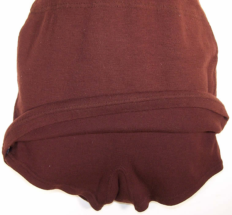 Vintage Ladies Brown Wool Knit Bathing Swimsuit close-up View.