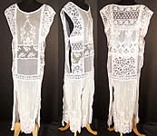 White Patchwork Lace Tambour Embroidery Net Drop Waist Dress 