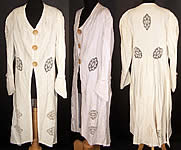 Edwardian White Linen Lace Soutache Coat Tails Jacket