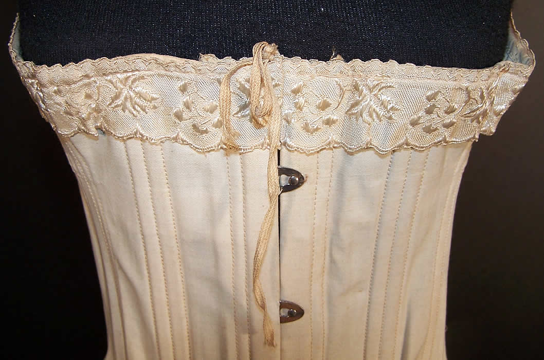 Edwardian W.T. Stabone 107 White Longline Corset Garters Top View.