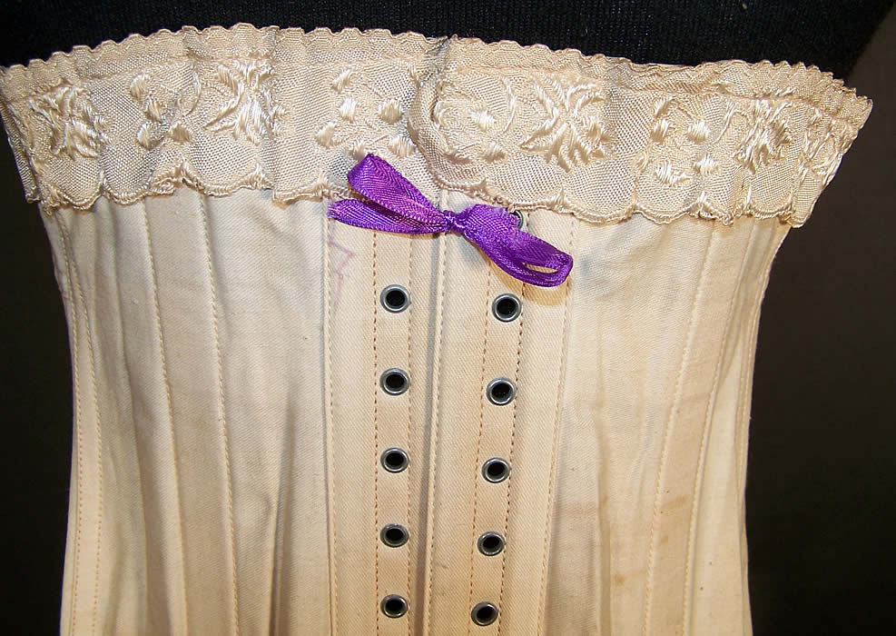 Edwardian W.T. Stabone 107 White Longline Corset Garters top view.