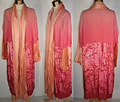 Art Deco Pink Silk Chiffon Voided Velvet Robe Coat