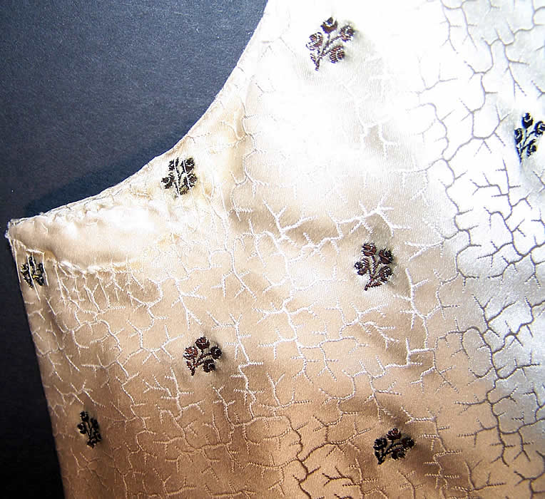 Victorian Gentlemen's Silk Brocade Wedding Waistcoat Vest  Close up.