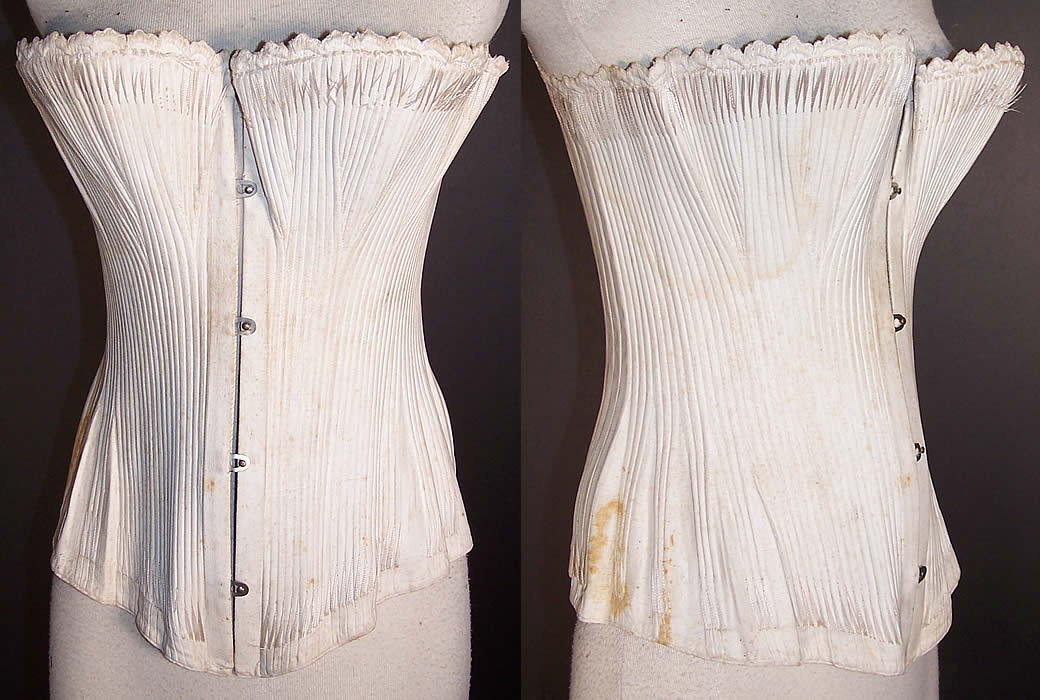 Victorian S-Bend Hourglass White Coutil Cording Corset