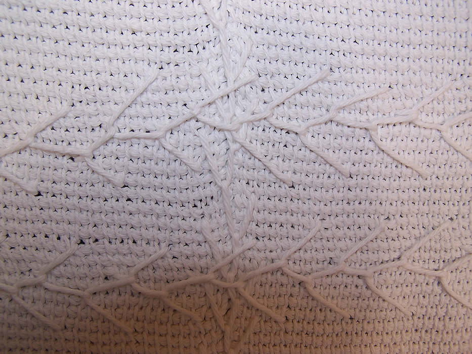 Victorian Hand Knit Crochet White Wool Winter Petticoat Skirt close-up view.