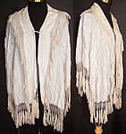 Antique White Silk Embroidered Tassel Wedding Shawl Cape Cloak 