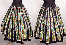 Unworn Vintage Hand Painted Colorful Sequin Mexican Circle Skirt