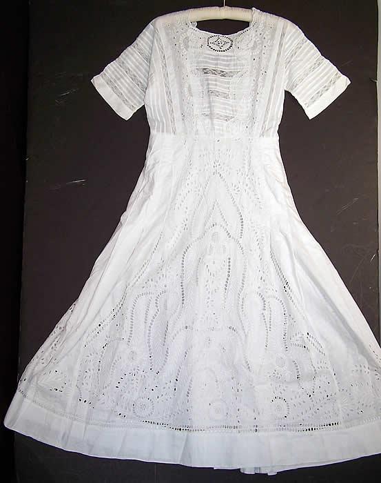 Edwardian White Broderie Anglaise Eyelet Lace Lawn Graduation Dress