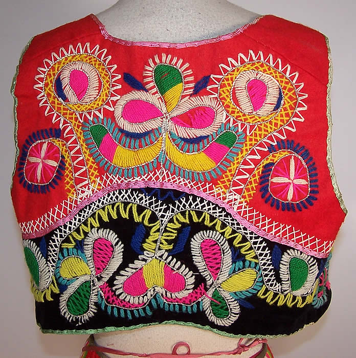 Vintage Portuguese Folk Costume Embroidered Wool Vest Skirt Apron Purse