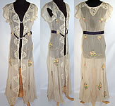 Lace Chain Stitch Embroidery Negligee Peignoir Robe Dressing Gown