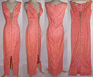 Emeson's Coral Pink Lace Wiggle Sheath Gown Cocktail Dress