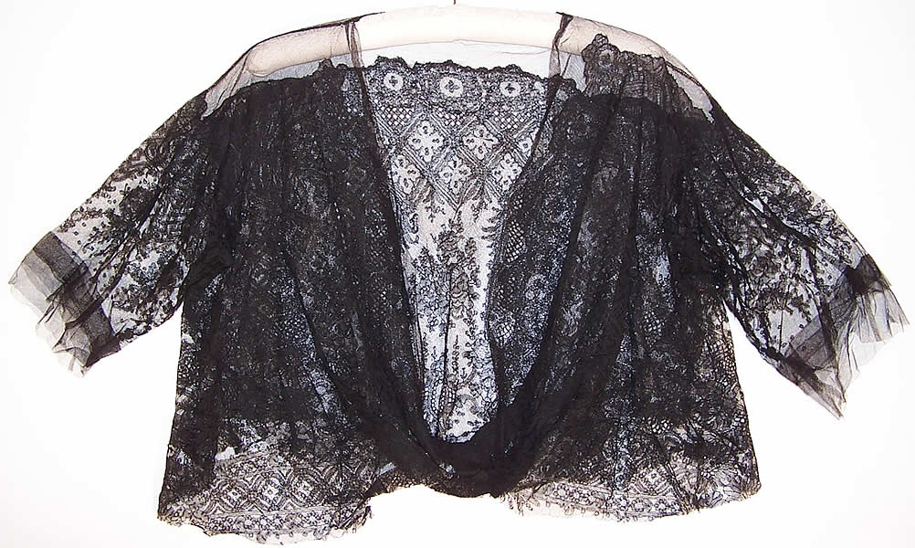 Edwardian Antique Black Chantilly Lace Blouse Jacket