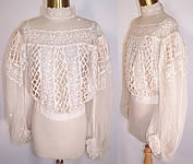 Edwardian Cream Tambour Embroidery Lace Ribbon Work Wedding Blouse