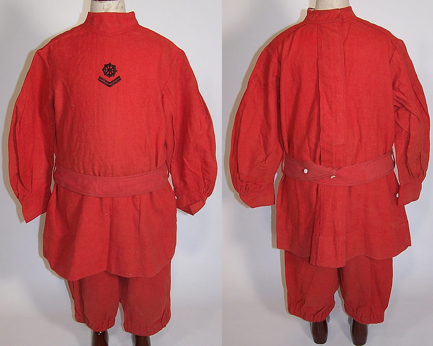 Edwardian Childrens Red Wool Boys Sailor Suit Pants Dress