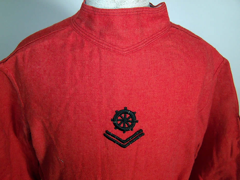 Edwardian Childrens Red Wool Boys Sailor Suit Pants Dress close up top