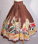 Vintage 1950s Artist Signed Hand Painted Brown Mexican Mariachi Circle Skirt