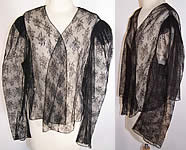 1900 Victorian Antique Black Net Chantilly Lace Blouse Coat Jacket