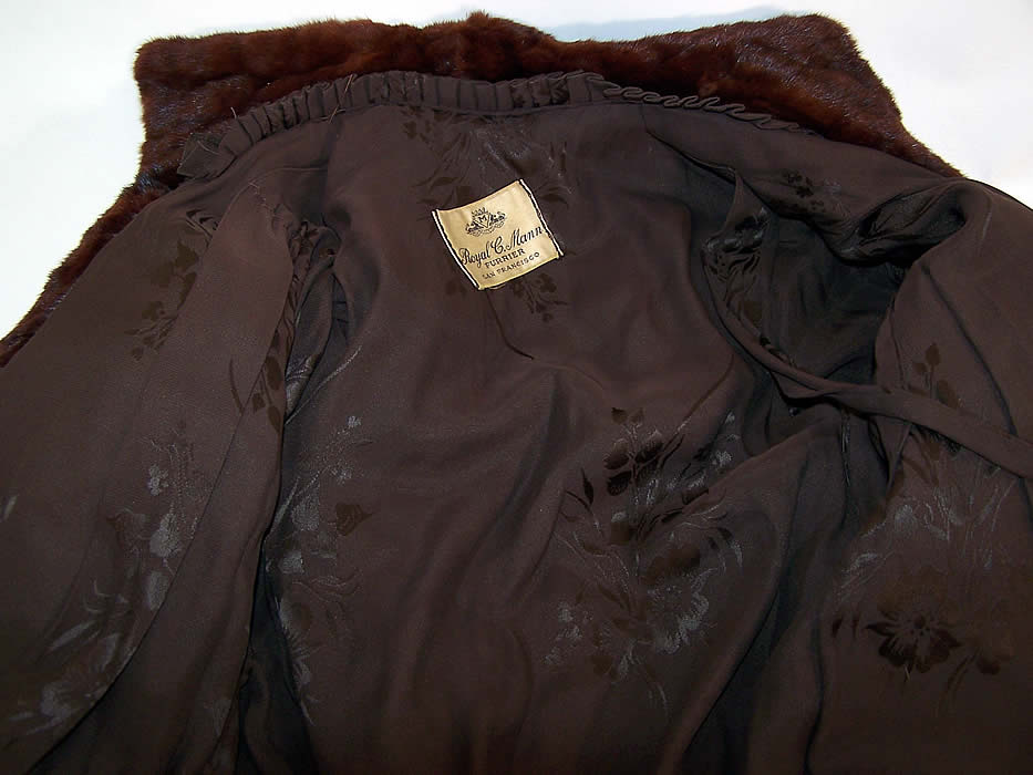 Vintage Royal C Mann Mahogany Brown Red Mink Fur Full Length Long Swing Coat lining