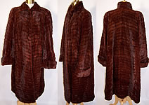 Vintage 1940s Royal C Mann Mahogany Brown Red Mink Fur Full Length Long Swing Coat