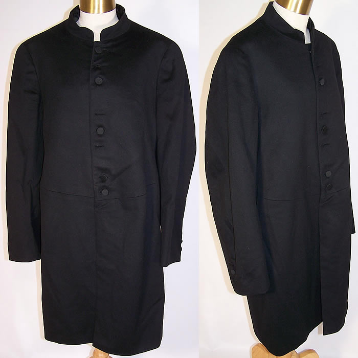 Victorian Brauer & Krohn Tailors Men Black Wool Formal Frock Coat