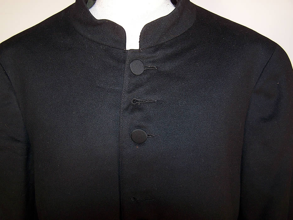 Victorian Brauer & Krohn Tailors Men Black Wool Formal Frock Coat