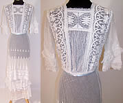 Edwardian 1910 White Embroidered Net Lace Graduation Wedding Dress