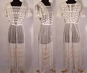 Edwardian 1910 White Embroidered Net Lace Graduation Wedding Dress 