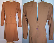 Vintage 1940s Tawny Brown Gabardine Wool Women's Suit Jacket & Skirt