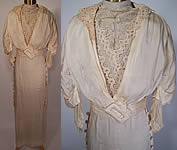 Edwardian Titanic Cream Silk Lace Beaded Bridal Wedding Gown Dress