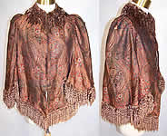 Victorian Iridescent Silk Paisley Chenille Fringe Dolman Mantle Cape