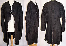 Edwardian Black Battenburg Tape Lace Silk Soutache Tailcoat Jacket