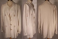 Edwardian 1910 Embroidered White Linen Crochet Lace Long Coat Jacket