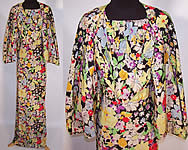 Colorful 1930s Floral Print Silk Bias Cut Dress & Dolman Shrug Jacket