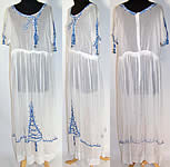 Vintage Blue & White Batiste Embroidered Boho Peasant Dress Large Size