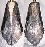 Victorian Civil War Antique Black Chantilly Lace Mantilla Shawl