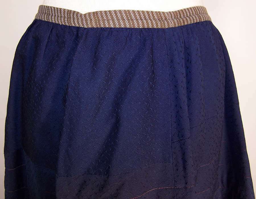 Victorian Quilted Navy Blue Wool Winter Petticoat Skirt