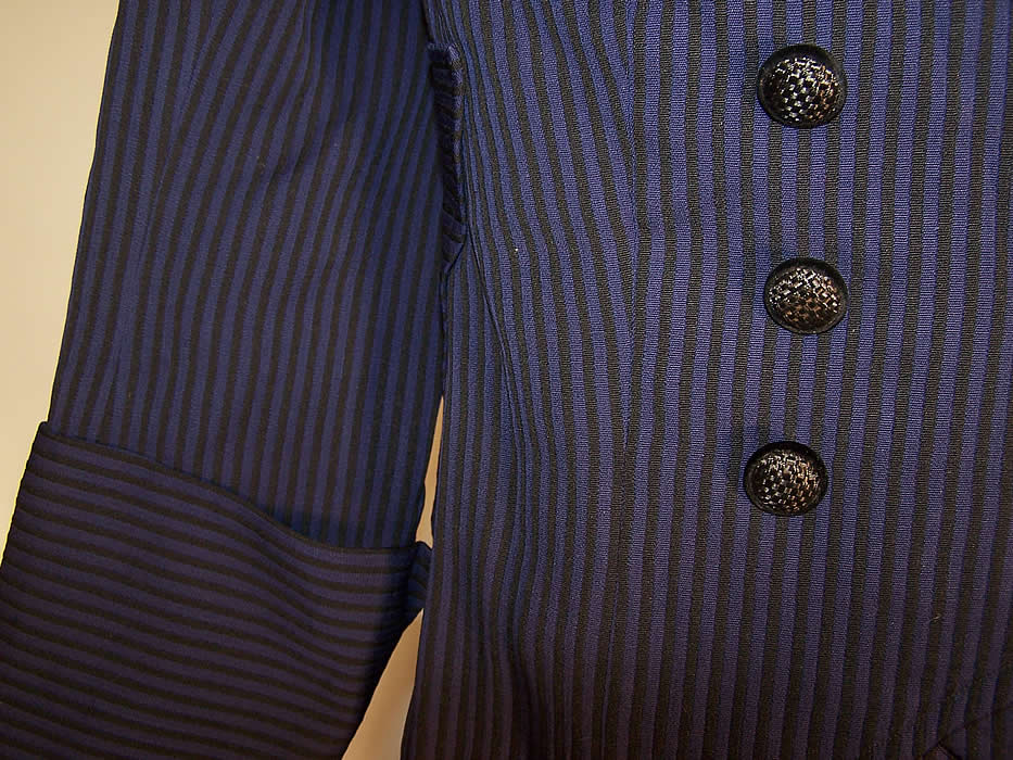 Edwardian Titanic Blue & Black Striped Wool Walking Suit Jacket Skirt