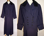 Edwardian Titanic Blue & Black Striped Wool Walking Suit Jacket Skirt