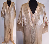 Vintage Rosa Pichon Paris Silk Rosette Lace Negligee Peignoir Robe & Bed Jacket