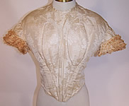 1840s Victorian White Silk Brocade Wedding Bridal Bodice Corset Top