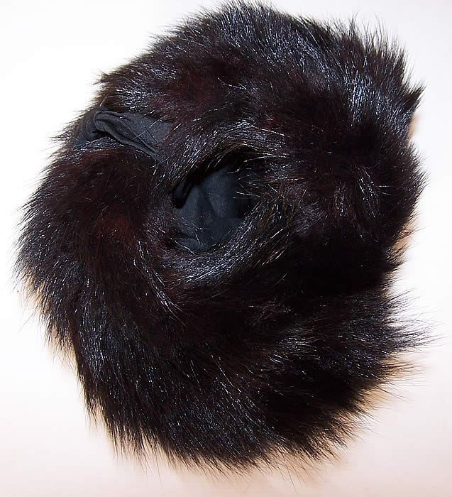 Edwardian Black Fox Fur Tail Stole Shawl Wrap Cape & Winter Muff