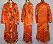 Vintage B. Altman Nat-Raj Nataraja India Orange Embroidered Long Kaftan Robe Coat